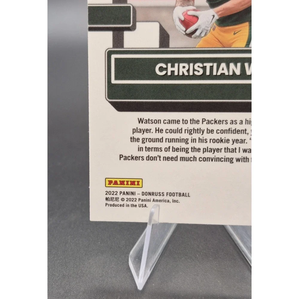 2022 Panini Donruss Christian Watson #P-319 Preview Red & Green Rated Rookie
